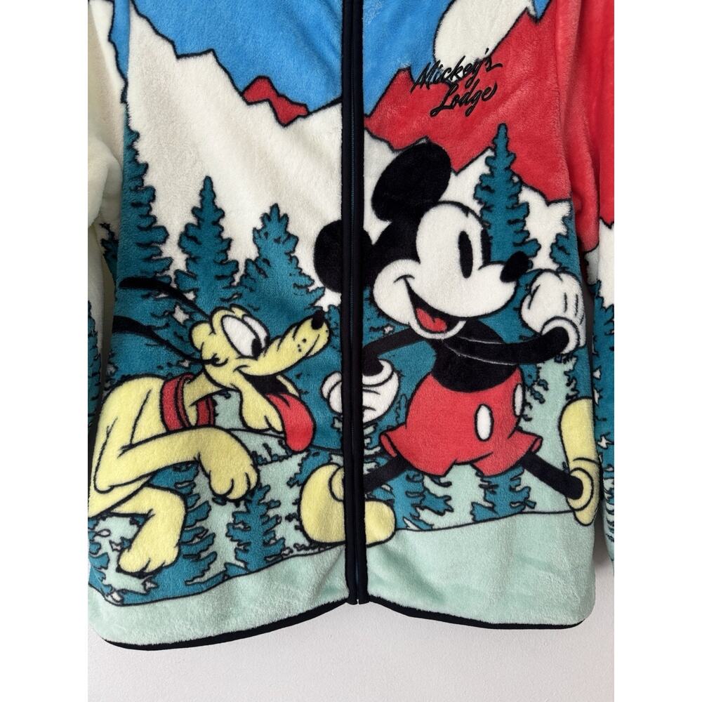 NWT Disney Mickey Mouse Pluto Fleece Jacket Mickey's Lodge Full Zip Blue Small - Picture 4 of 5